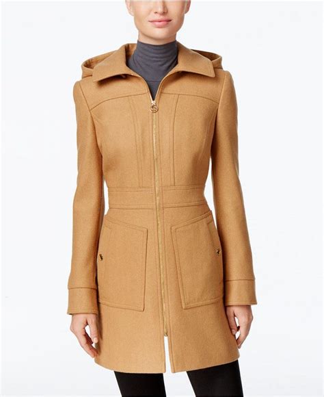 michael kors hooded wool blend coat petite|Michael Kors petite down coat.